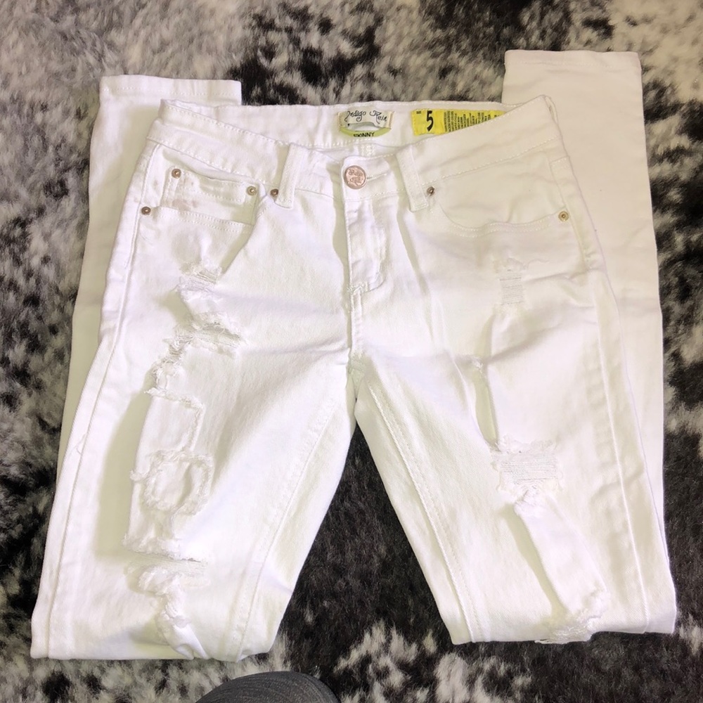 White Distressed denim jeans